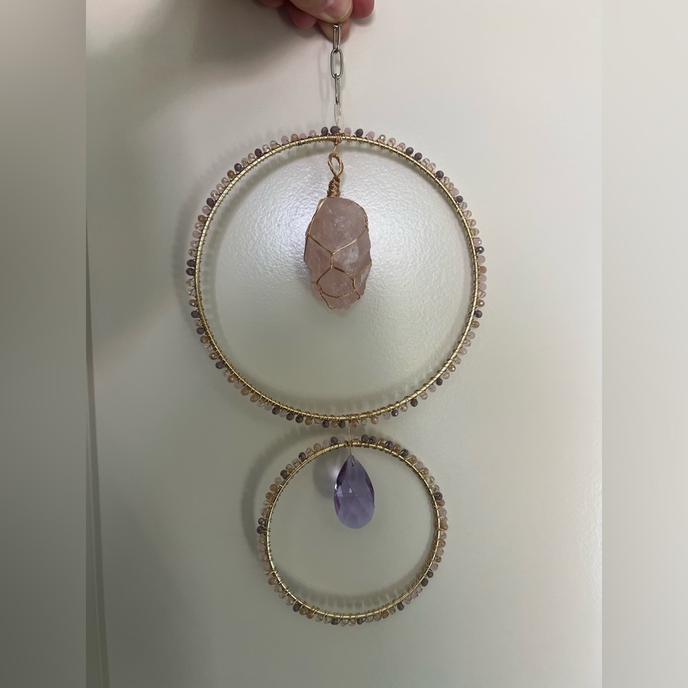 Rose Quartz & Crystal Sun Catcher